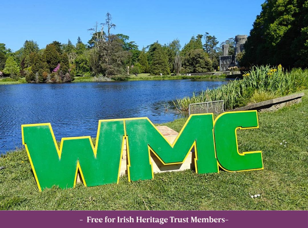 Pictures is the Wexford Marathon Clubs logo in front of castle lake at Johnstown Castle.