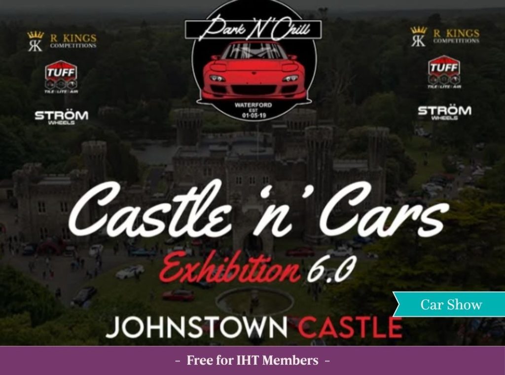 Poster for Castle n Cars 6.0 featuring the Park n Chill logo over a background of Johnstown, with sponsor logos for R King Competitors, TUFF, and Strom Wheels.