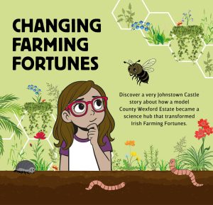 An image of Blaitnaid the character in the story of the Changing Farming Fortunes Exhibition.